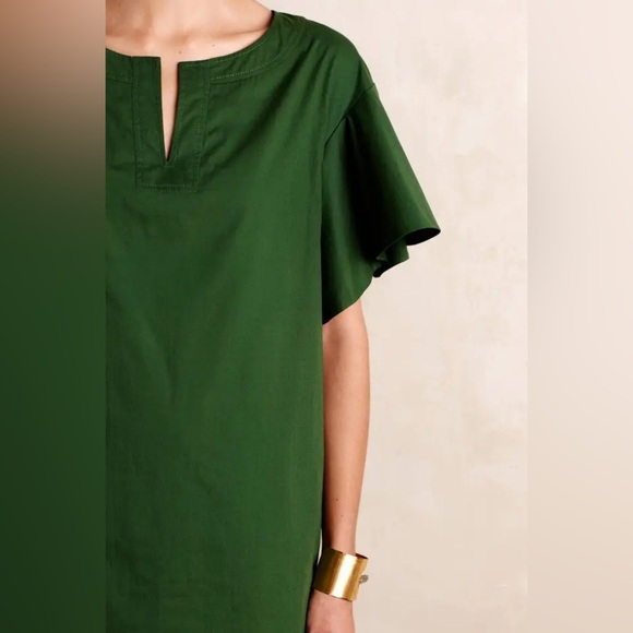 Anthropologie Maeve Green Flutter Sleeve Poplin Tunic Dress Women’s Size XS - Picture 2 of 7